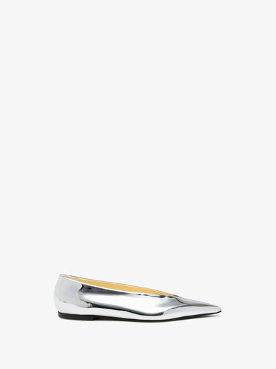 Proenza Schouler Front image of Slash Flats in Mirrored Metallic in SILVER