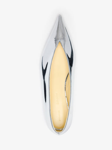 Proenza Schouler Aerial image of Slash Flats in Mirrored Metallic in SILVER