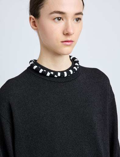 Proenza Schouler model wearing Striped Knit Rolo Necklace in black/white