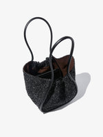 Interior image of the Large Ruched Tote in Tweed