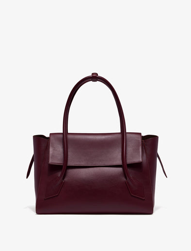 Front image of Tate Bag in Smooth Calfskin in dark red