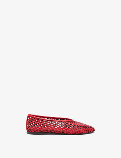 Proenza Schouler Side image of Tee Perforated Ballerina Flats in red