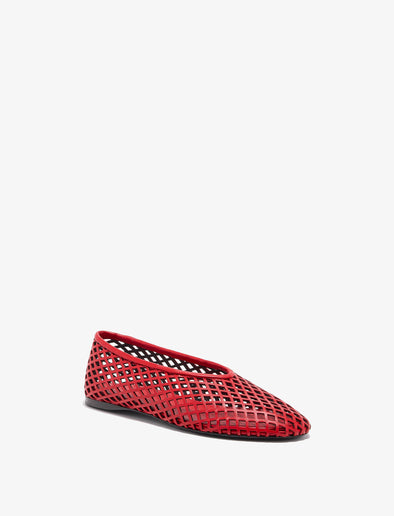 Proenza Schouler Front image of Tee Perforated Ballerina Flats in red