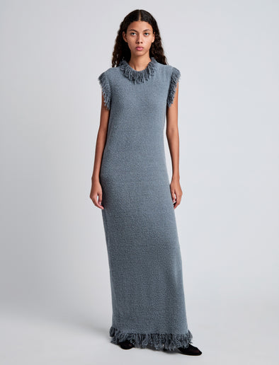 Proenza Schouler front image of model wearing Toni Dress in Textured Knit in ash grey