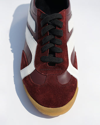 Cropped aerial image of Track Sneakers in oxblood/ivory