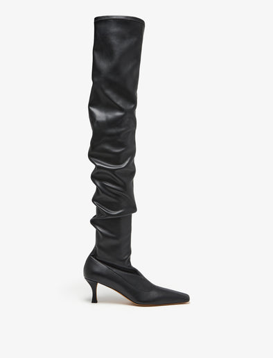 Front image of Trap Over The Knee Boots in BLACK