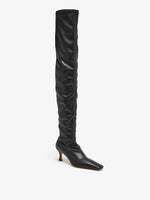 Front 3/4 image of Trap Over The Knee Boots in BLACK