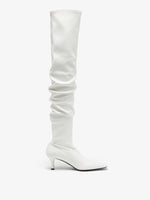 Side view of Trap Over The Knee Boots in white