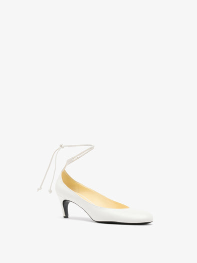 Proenza Schouler 3/4 Front image of Uma Tie Pumps in Slick Calf in White