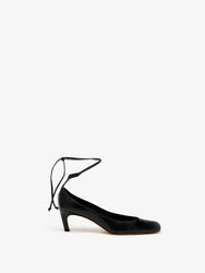 Proenza Schouler 3/4 Front image of Uma Tie Pumps in Slick Calf in Black