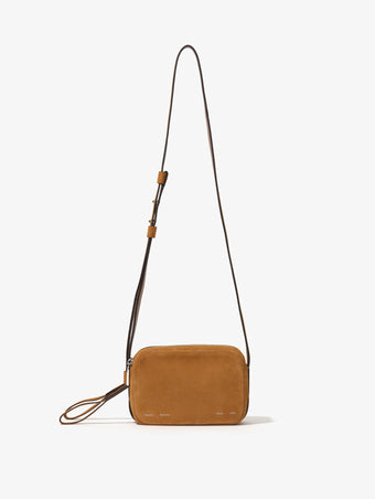 Front image of Suede Watts Camera Bag in HONEY