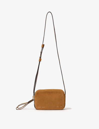 Front image of Suede Watts Camera Bag in HONEY