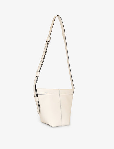 3/4 Front image of Barrow Mini Bucket Bag in OFF WHITE