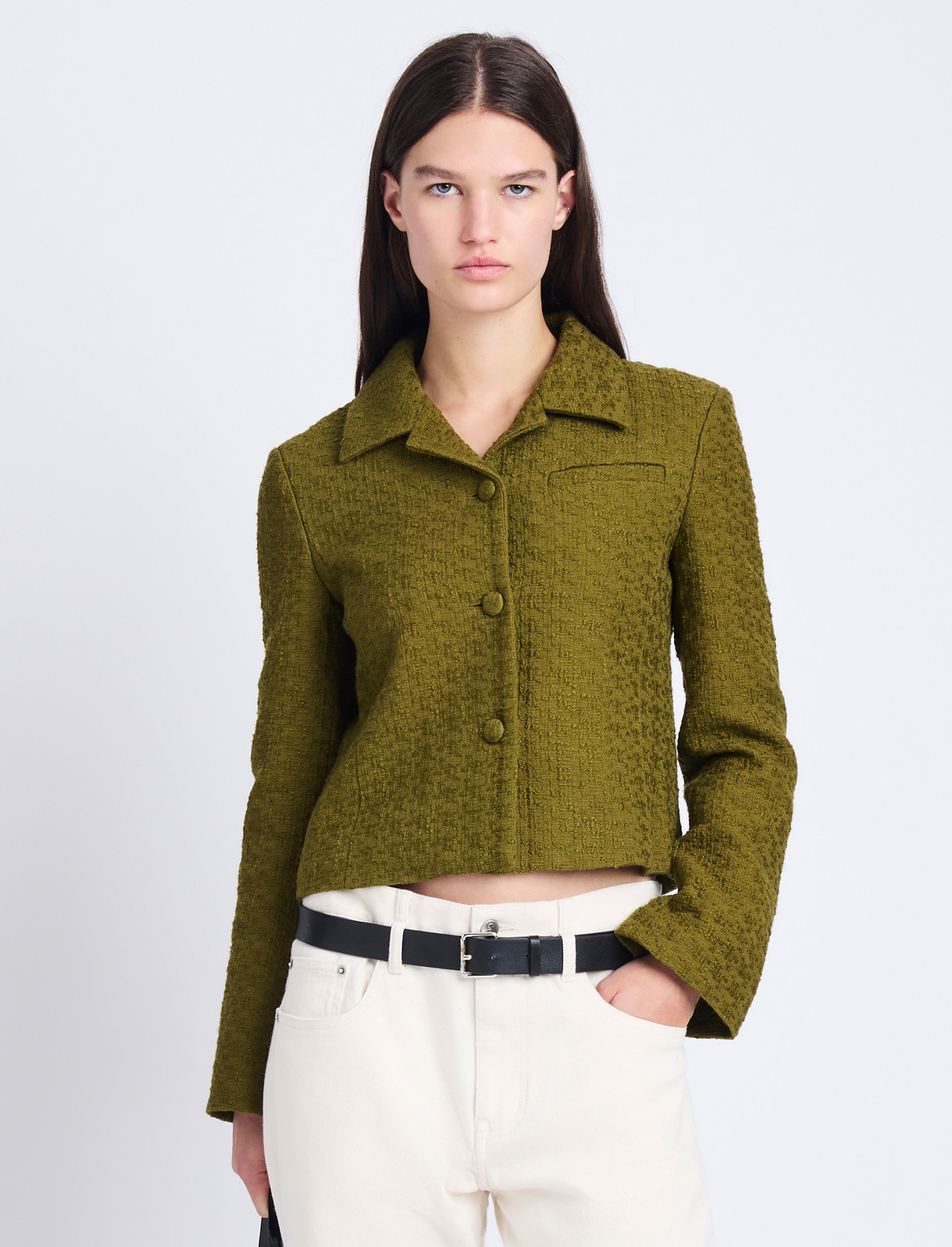 Proenza Schouler White Label cropped tweed jacket - Yellow