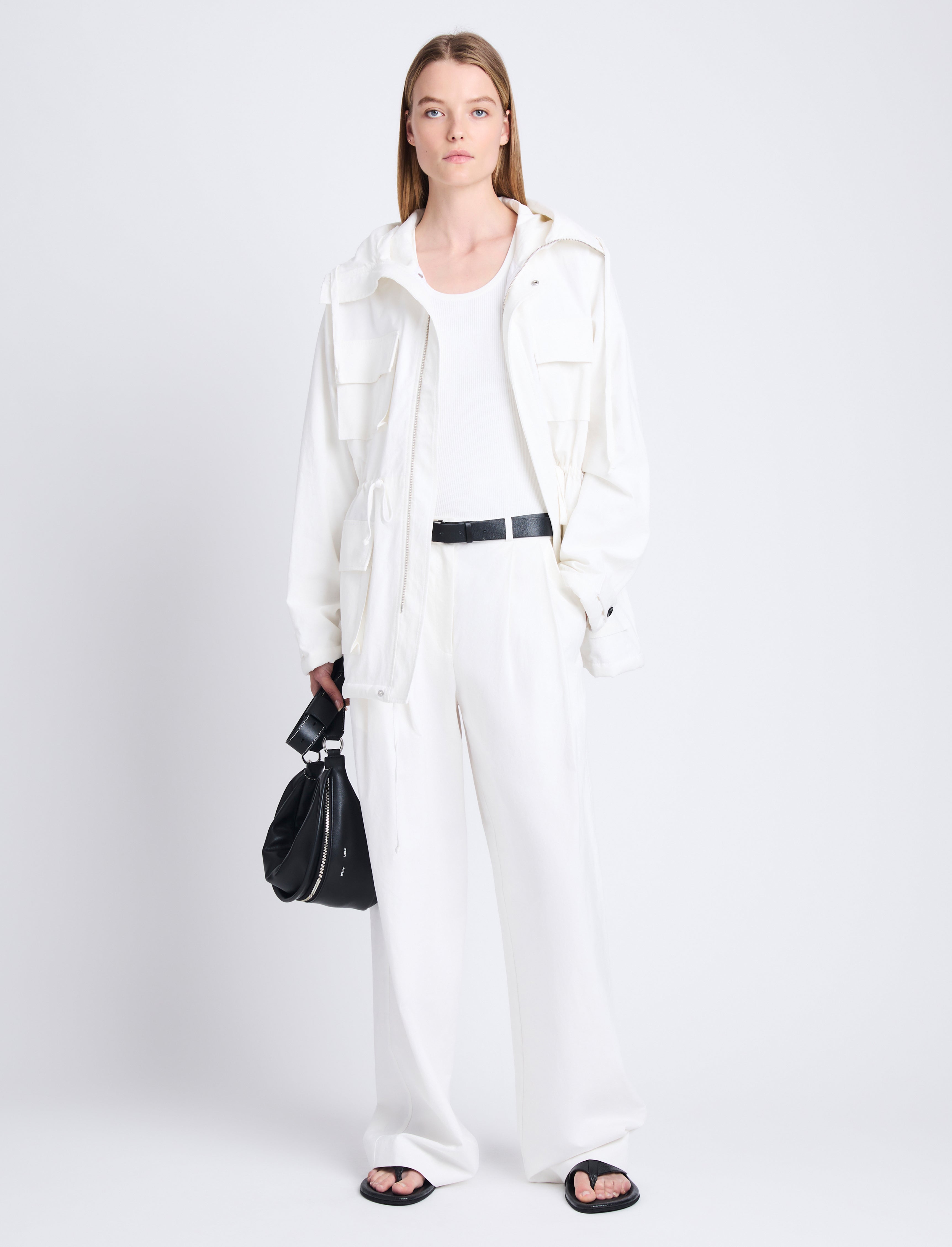 Nina Coat in Solid Crinkle Cotton Off White