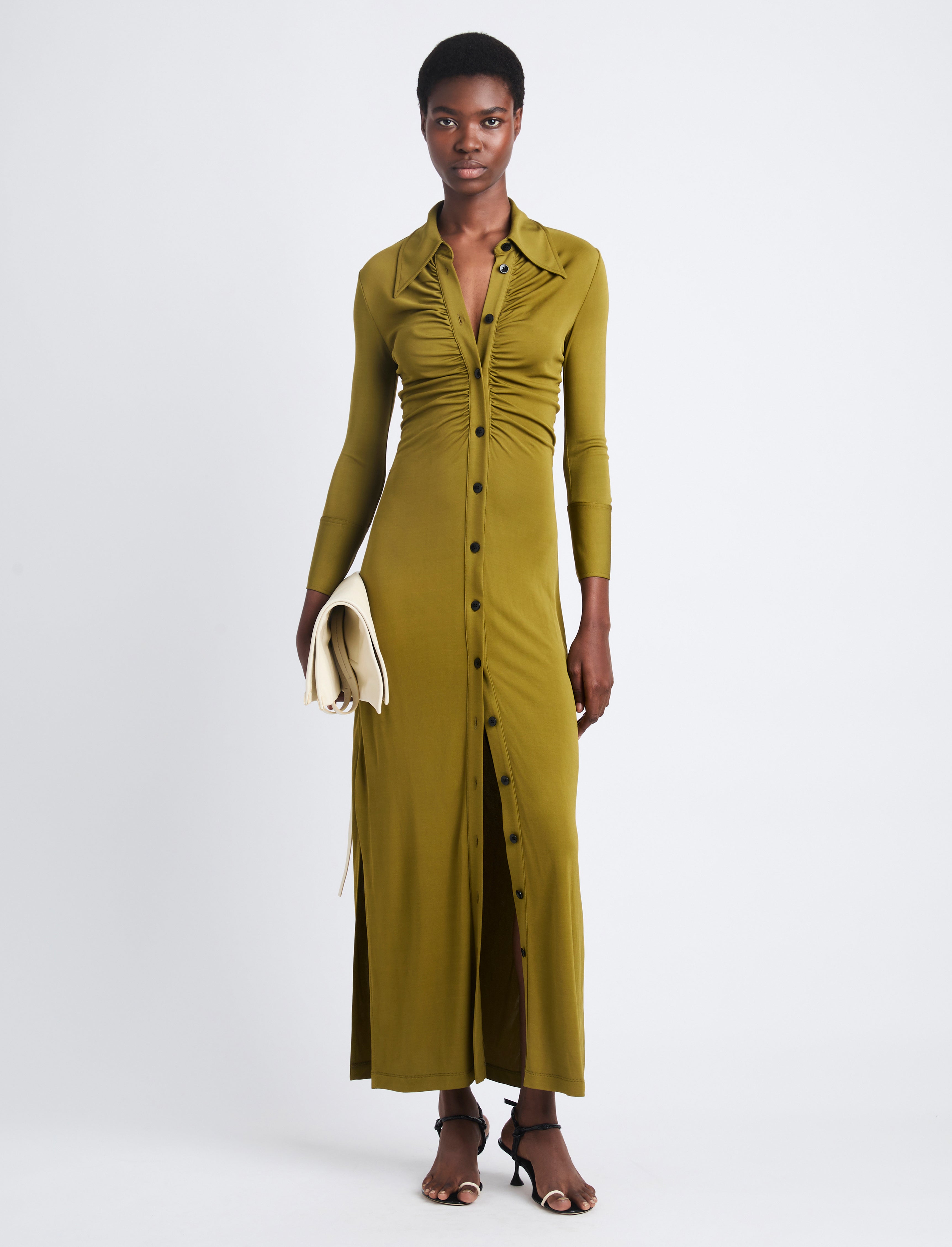 Clara Ruched Dress in Matte Crepe Jersey – Proenza Schouler