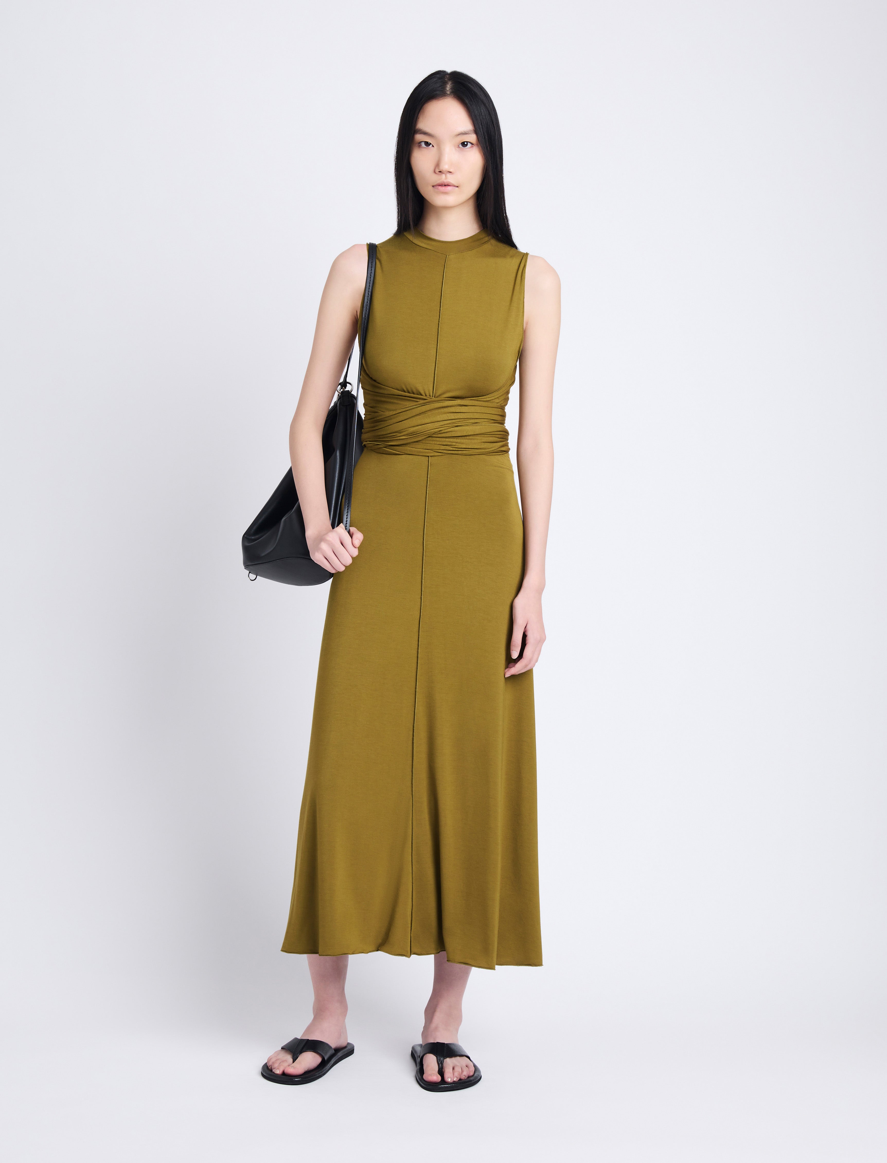 Beatrice Dress in Solid Jersey - Olive