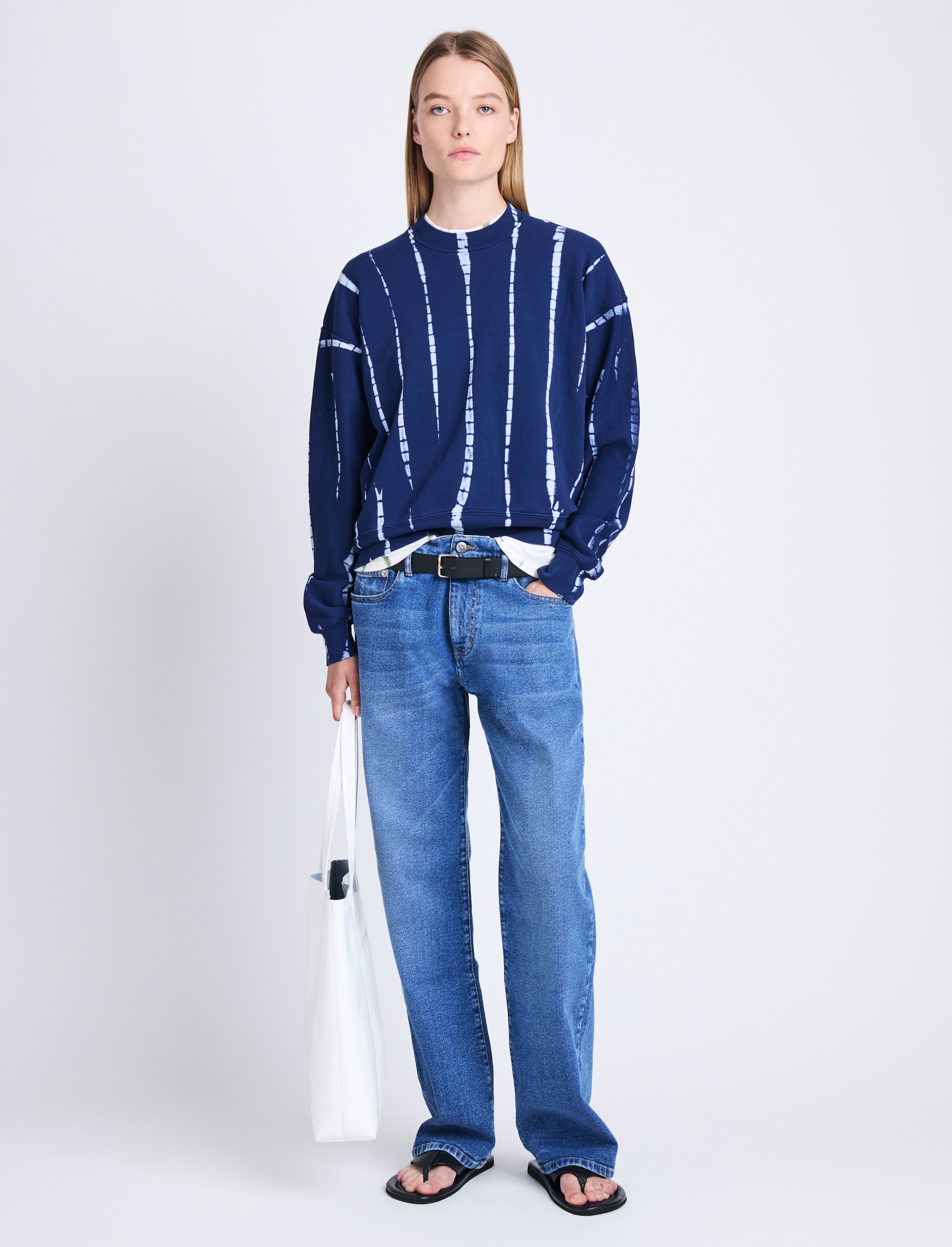 Proenza store Schouler White Label Blue Tie-Dye Logo Sweatshirt