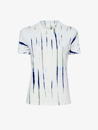 Flat image of Finley Tie Dye T-Shirt in white/navy/olive