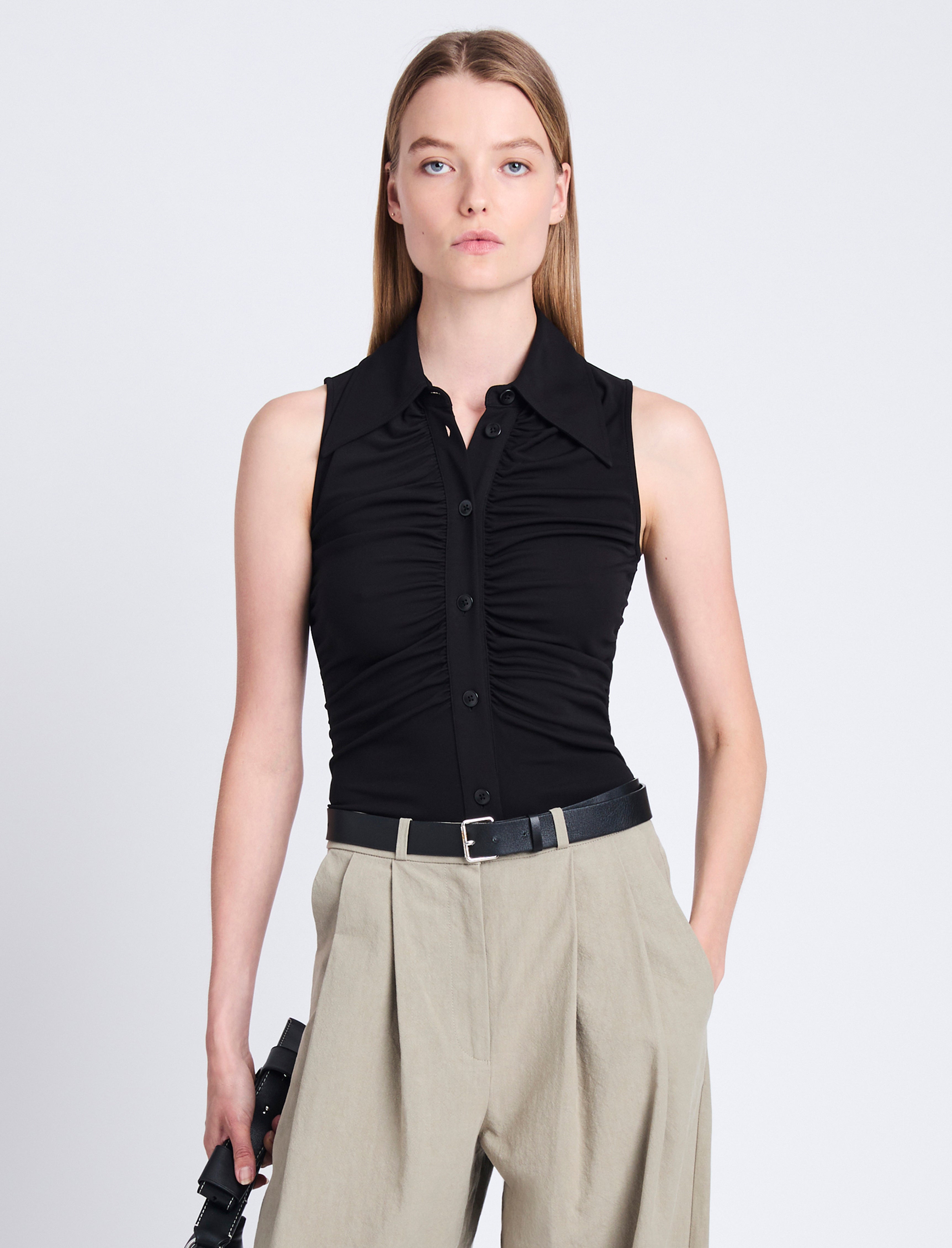 Florence Ruched Top in Matte Crepe Jersey – Proenza Schouler