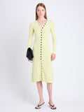 Front full length image of model wearing Cameron Dress In Boucle Viscose in CITRINE