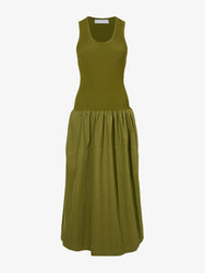 Still Life image of Malia Dress in Peached Poplin in OLIVE