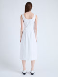 Back image of model wearing Allen Dress in Rumpled Cotton in WHITE