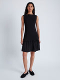 Front image of model wearing Martine Dress in Micro Pleat in BLACK