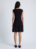 Back image of model wearing Martine Dress in Micro Pleat in BLACK