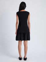 Back image of model wearing Martine Dress in Micro Pleat in BLACK