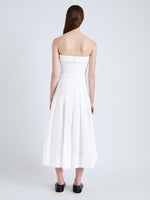 Back full length image of model wearing Warren Dress in Tech Poplin in WHITE