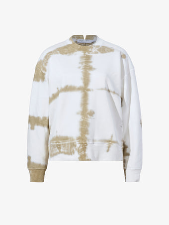 Still Life image of Blake Sweatshirt in Grid Tie Dye in WHITE/KHAKI