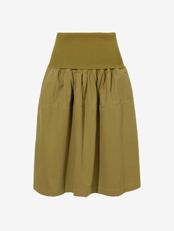 Still Life image of Olive Skirt in Peached Poplin in OLIVE