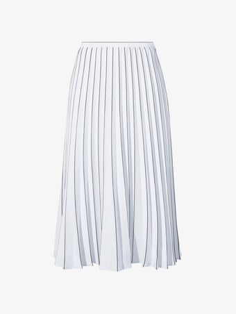 Flat image of Pleated Miles Skirt in Crepe in WHITE/BLACK