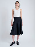 Front full length image of model wearing Peters Skirt in Tech Poplin in BLACK