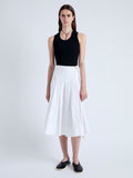 Front full length image of model wearing Peters Skirt in Tech Poplin in WHITE