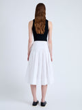 Back full length image of model wearing Peters Skirt in Tech Poplin in WHITE