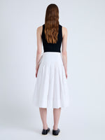 Back full length image of model wearing Peters Skirt in Tech Poplin in WHITE