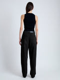 Back image of model wearing Sydnor Pants in Solid Cotton Linen in BLACK