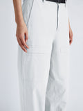 Detail image of model wearing Sydnor Pants in Rumpled Cotton in white