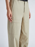 Detail image of model wearing Sydnor Pants in Rumpled Cotton in khaki