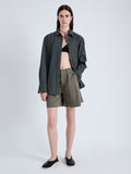 Front mage of Tayla Shorts in Cotton Nylon in KHAKI