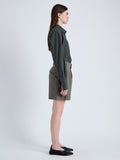 Side mage of Tayla Shorts in Cotton Nylon in KHAKI