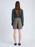 Back mage of Tayla Shorts in Cotton Nylon in KHAKI