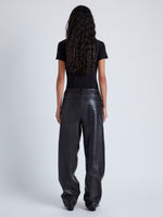 Back image of model wearing Smyth Pant in Leather in BLACK