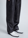 Detail image of model wearing Smyth Pant in Leather in BLACK