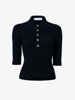 Still Life image of Cooper Knit Polo in Micro Cable in BLACK