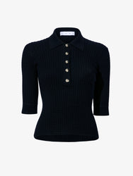 Still Life image of Cooper Knit Polo in Micro Cable in BLACK