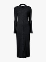 Flat image of Phillips Knit Dress in Micro Cable in black