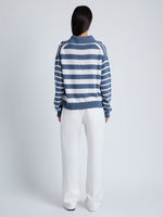 Back image of Stripe Murphy Sweater in Cotton Cashmere in CHALK/SLATE